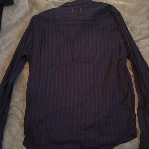 Black Striped 100% Cotton Button Down Shirt by Vintage Red - Picture 3 of 3